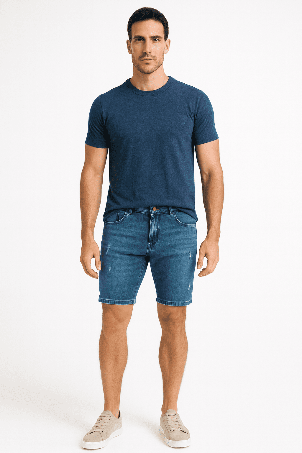 Bermuda Jeans In-Use Detalhe Rasgado