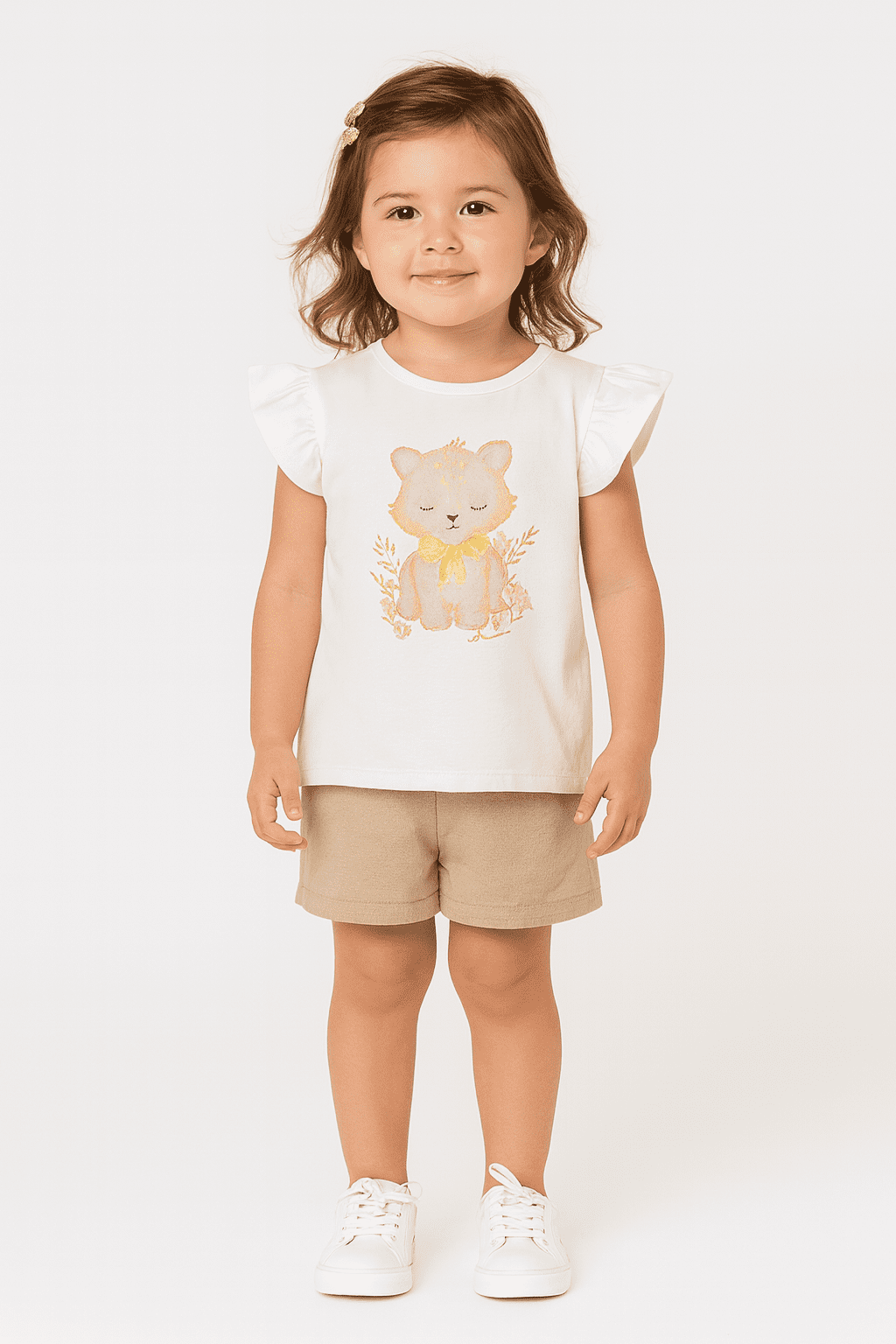 Blusa Brandili Mundi Cotton Branco Ursinho