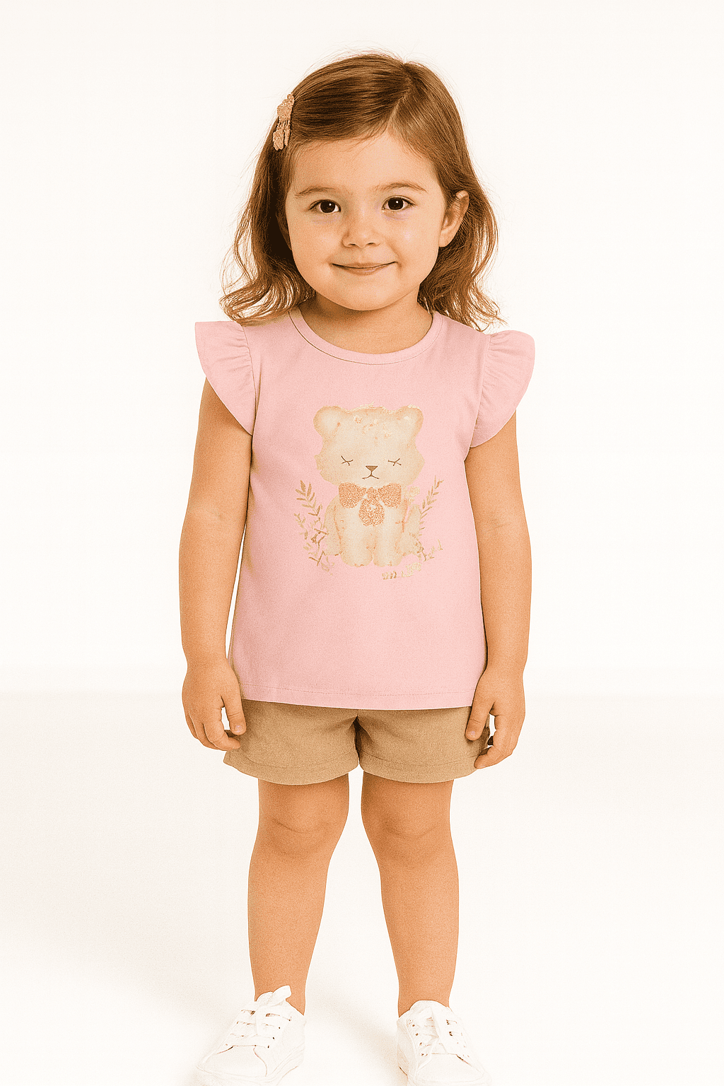 Blusa Brandili Mundi Cotton Branco Ursinho