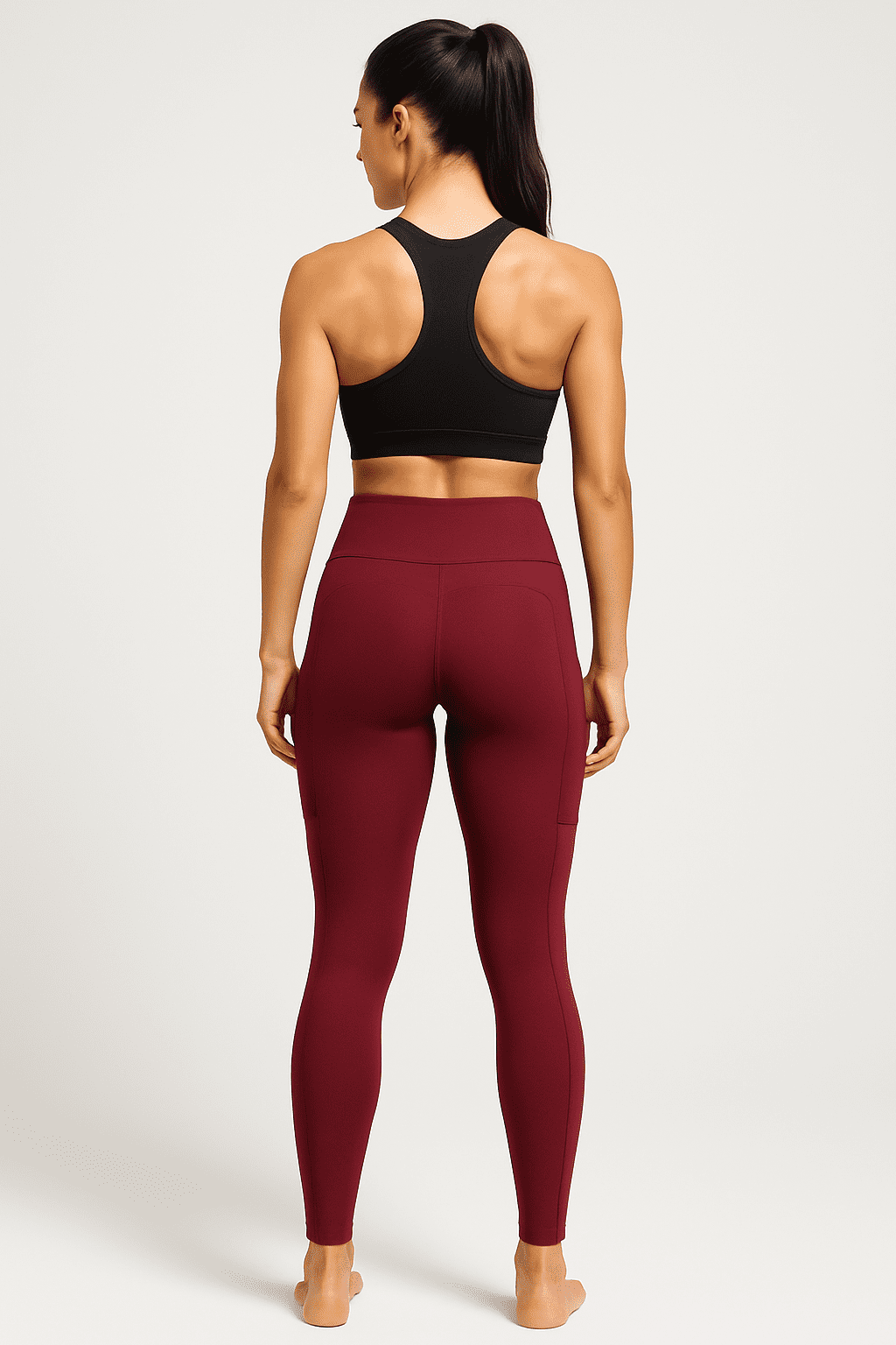 Calça Legging JD Fitness Com Bolso Vinho - Imagem 2