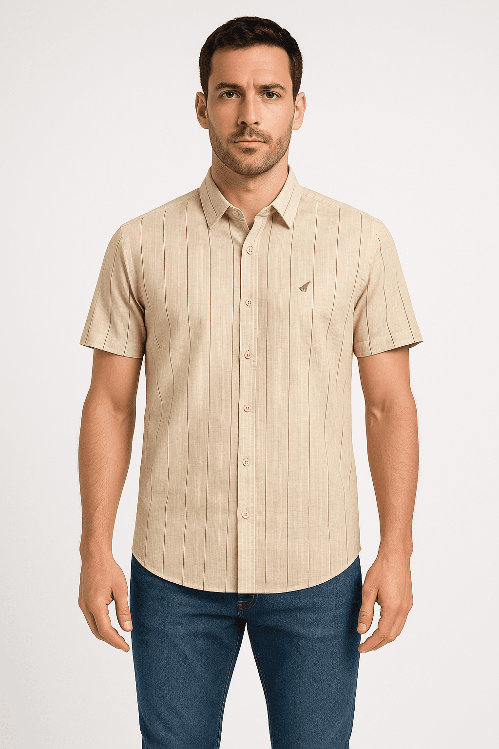 Camisa Manga Curta Wollp Bege Listrada