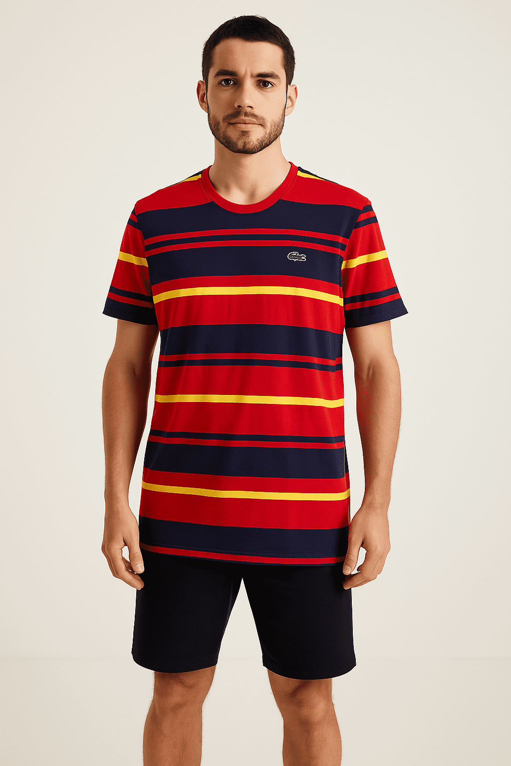Camiseta Lacoste Vermelho Listrado