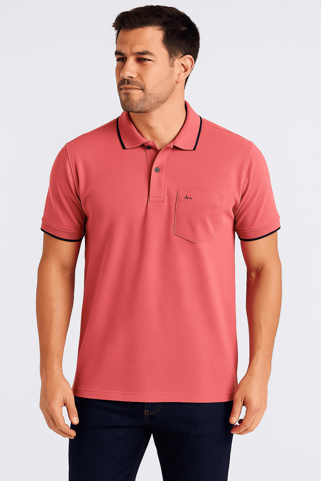 Camiseta Polo Aramis Com Bolso Salmão