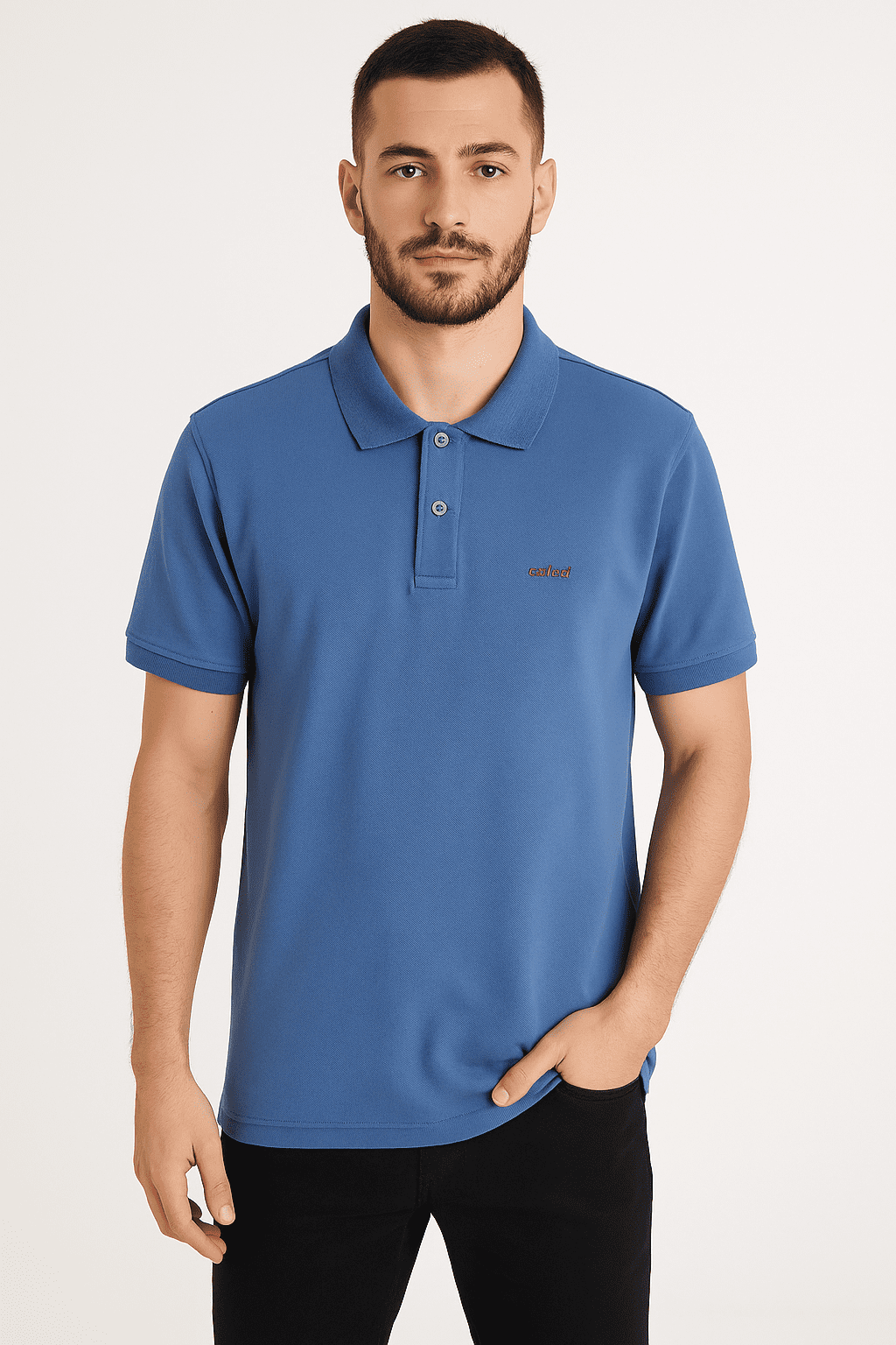Camiseta Polo Colcci Bordado Azul E Vermelho