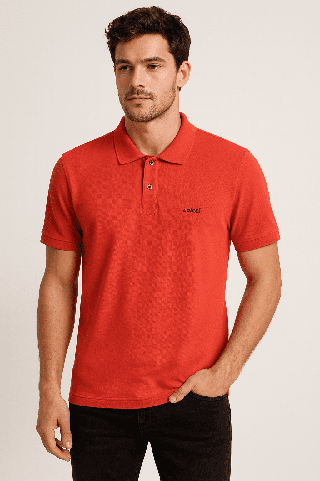 Camiseta Polo Colcci Bordado Vermelho