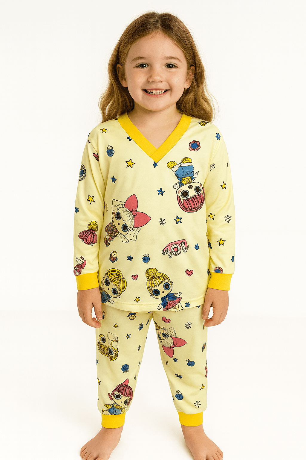 Pijama Modalle Amarelo Estampado