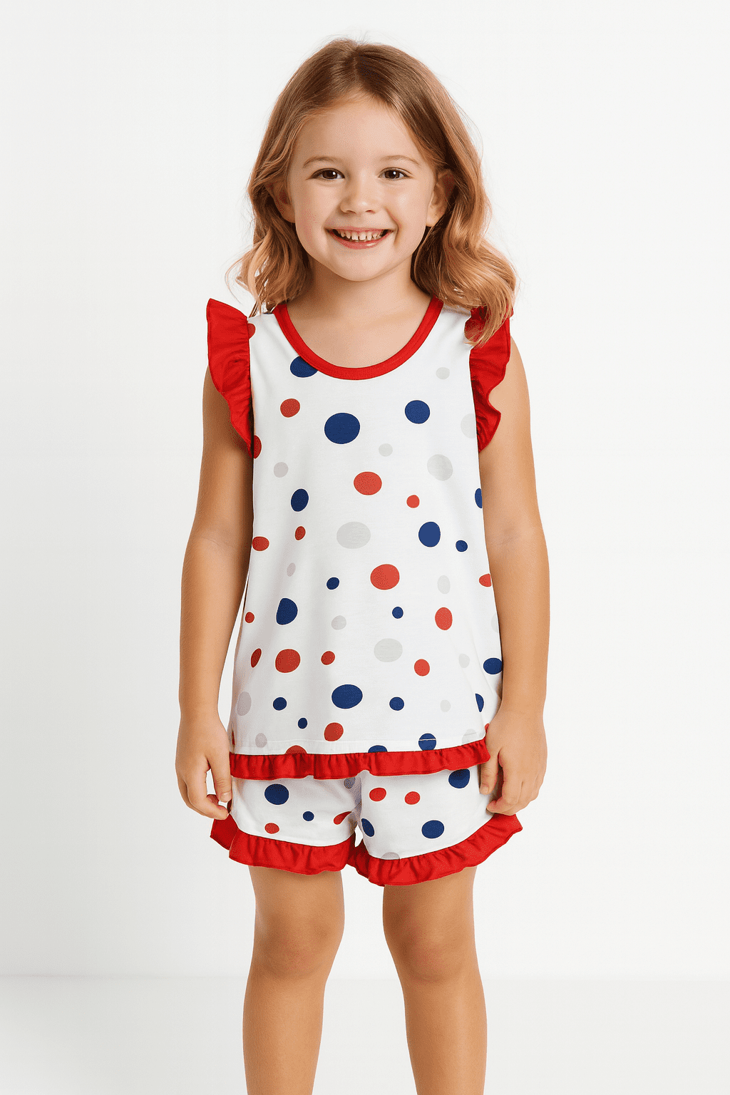 Pijama Modalle Branco Vermelho Estampado