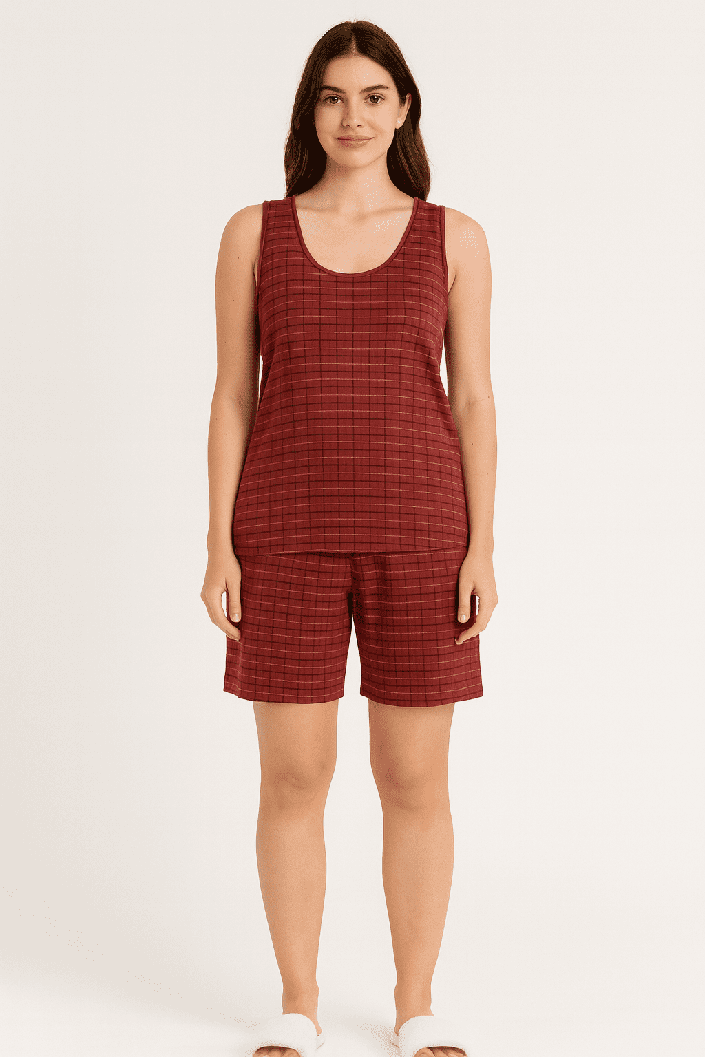 Pijama Modalle Listrado Vermelho