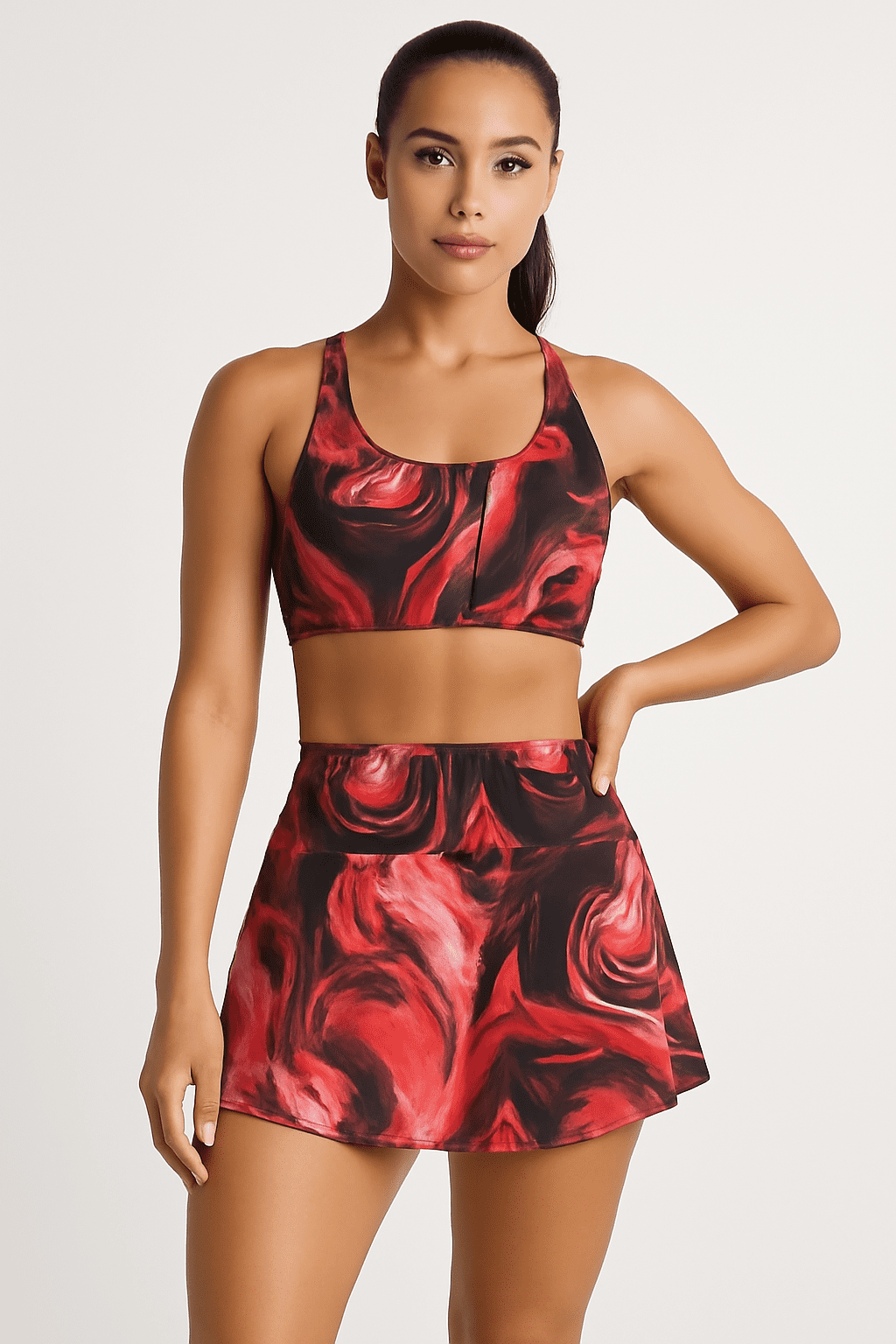 Short Saia JD Fitness Estampado Vermelho