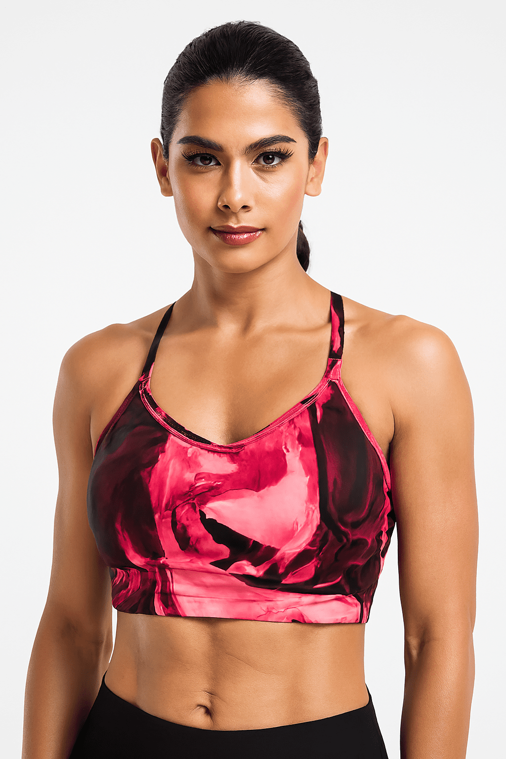 Top Fitness JD Fitness Estampado Vermelho e Preto