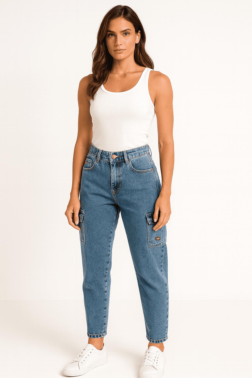 Calça Diol Com Bolso Jeans Azul